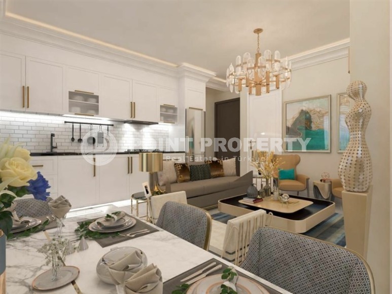 Двухуровневая квартира с чистовой отделкой, на 5-м этаже с мансардой, в строящемся жилом комплексе, в центре Аланьи-id-5964-фото-2