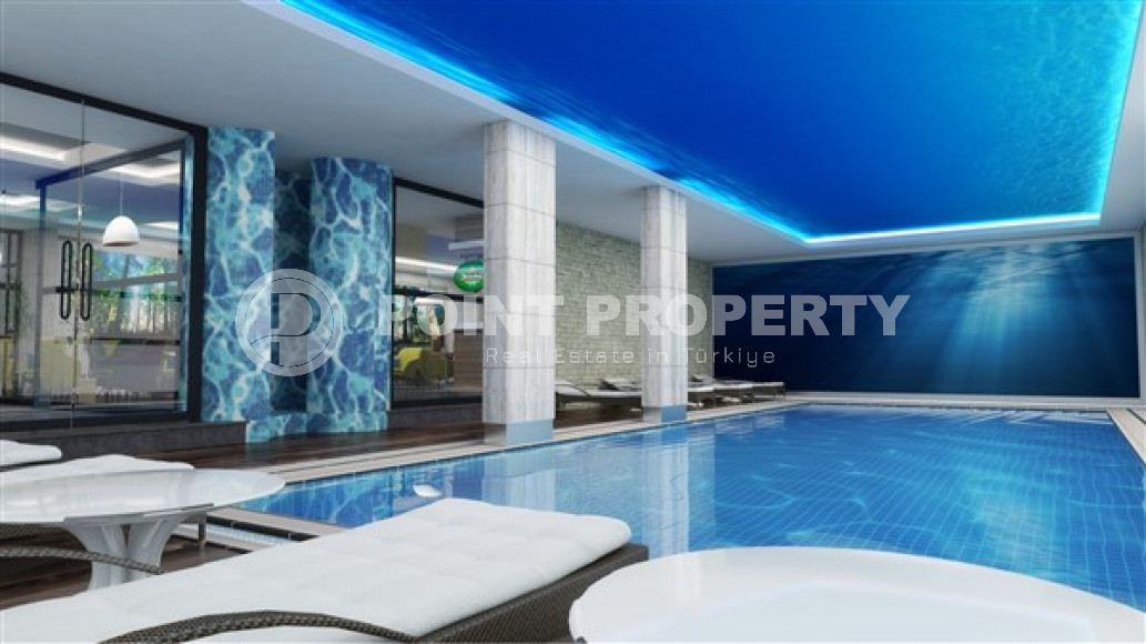 Двухуровневая трехкомнатная квартира, 180м², в новом комплексе в 500м от моря в районе Алании - Каргыджак-id-1487-фото-19