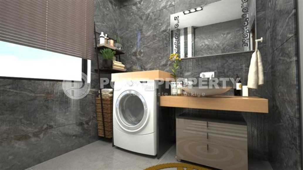 Новая вилла с тремя спальнями, 142м², с личным бассейном в элитном горном районе Алании Бекташ-id-1516-фото-19