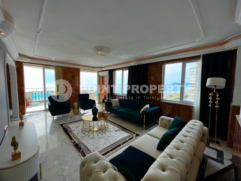 Панорамная двухуровневая квартира с джакузи на террасе с видом на море, в центре района Махмутлар-id-7034-фото-5