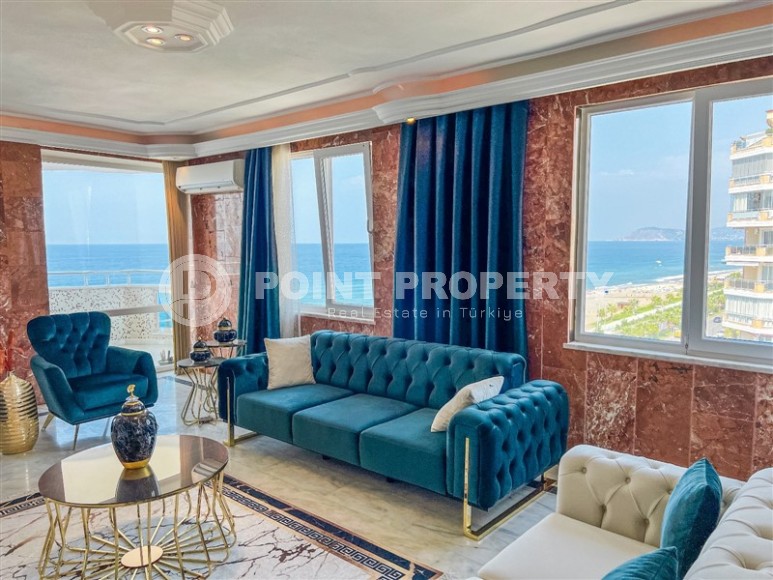 Панорамная двухуровневая квартира с джакузи на террасе с видом на море, в центре района Махмутлар-id-7034-фото-6