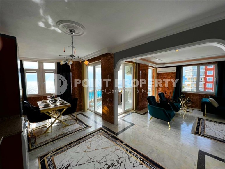 Панорамная двухуровневая квартира с джакузи на террасе с видом на море, в центре района Махмутлар-id-7034-фото-8