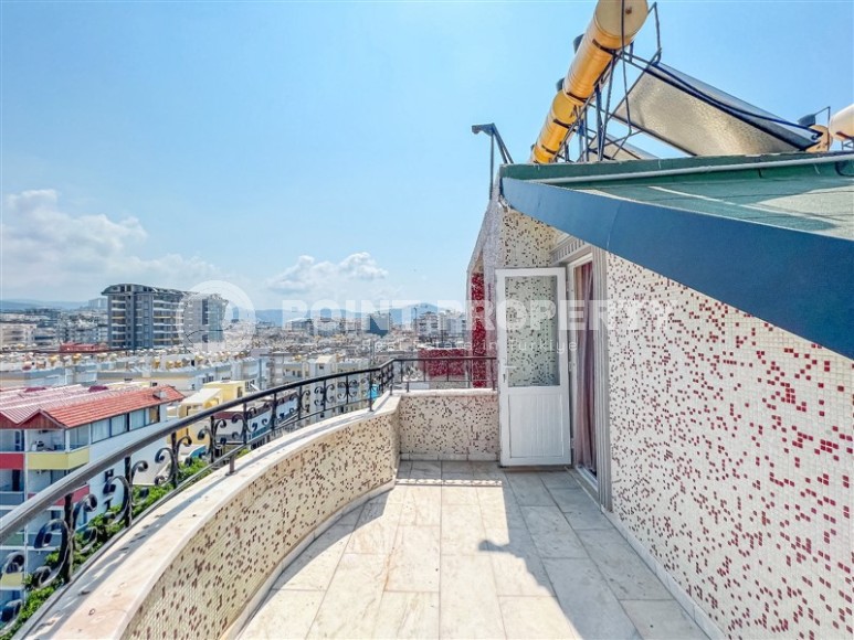 Панорамная двухуровневая квартира с джакузи на террасе с видом на море, в центре района Махмутлар-id-7034-фото-23