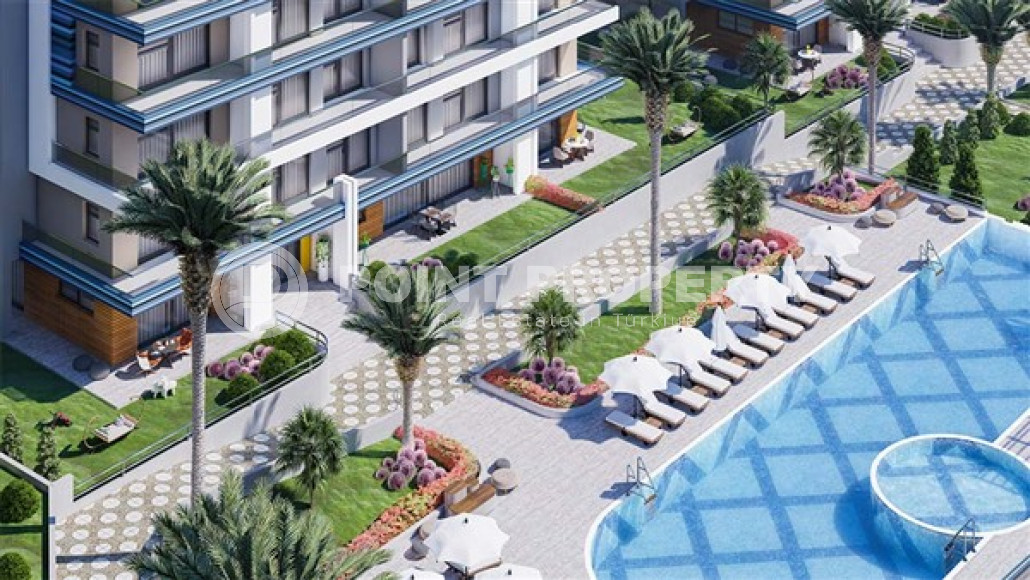 Двухкомнатная квартира, 55м², в новом комплексе на этапе строительства в 800м от моря, Аланья, Каргыджак-id-1551-фото-11