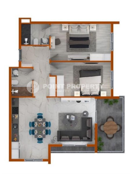 Новая трехкомнатная квартира, 70м², в комплексе премиум класса в 200м от моря в Махмутларе, Алания-id-1578-фото-6