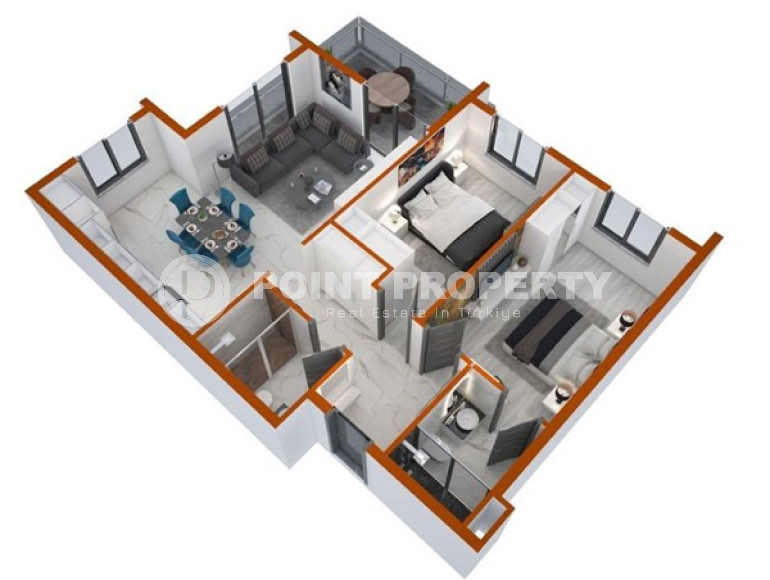 Новая трехкомнатная квартира, 70м², в комплексе премиум класса в 200м от моря в Махмутларе, Алания-id-1578-фото-7