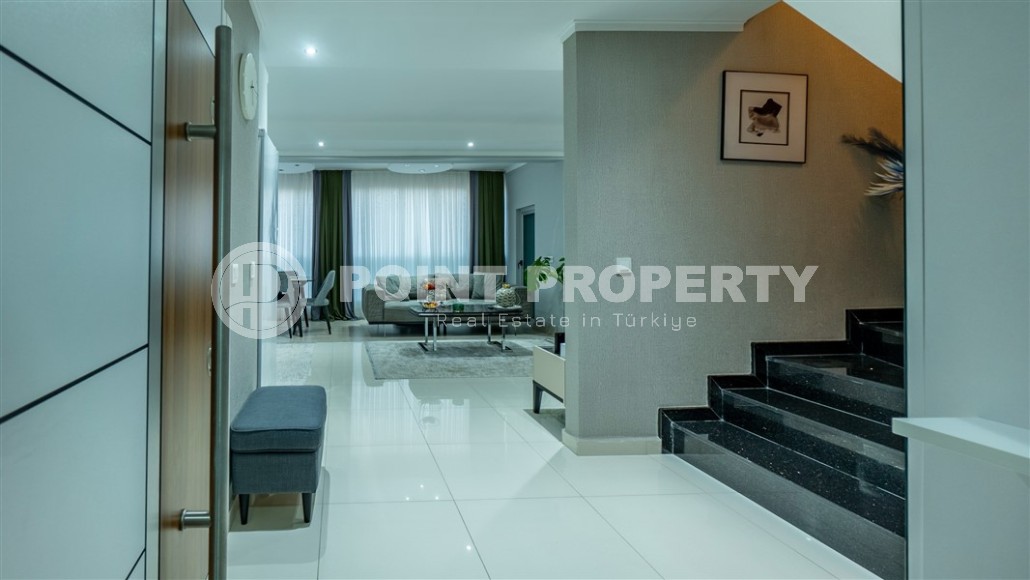 Современная двухуровневая квартира 2+1, общей площадью 120 м2, на 5-м этаже с мансардой в центре Аланьи-id-7801-фото-7