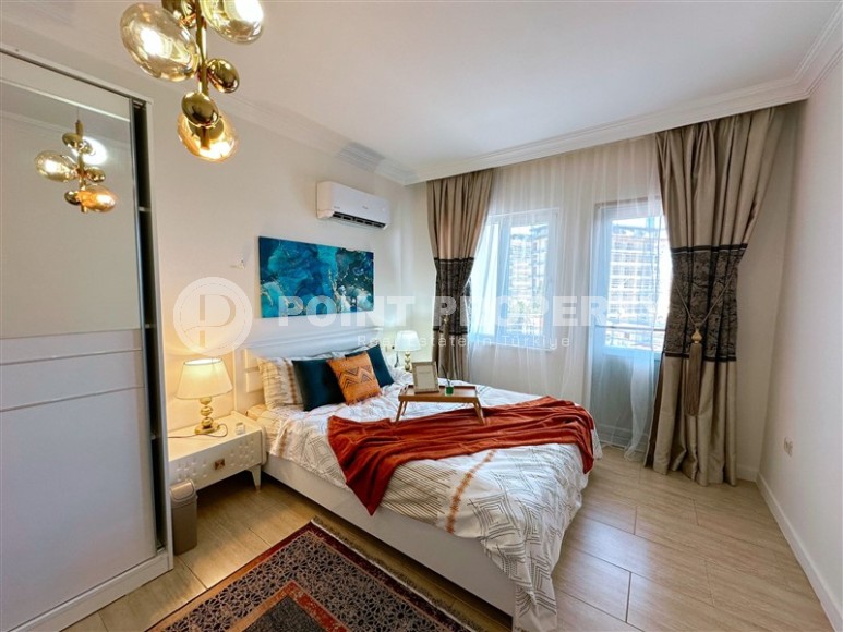 Уютная квартира 2+1 с панорамным видом на город и море, в центре спокойного района Аланьи - Тосмур-id-7362-фото-9