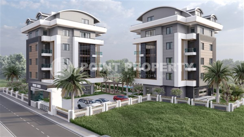 Two bedroom apartment, 75m², in a residence with a swimming pool under construction in Oba, Alanya-id-1636-photo-2