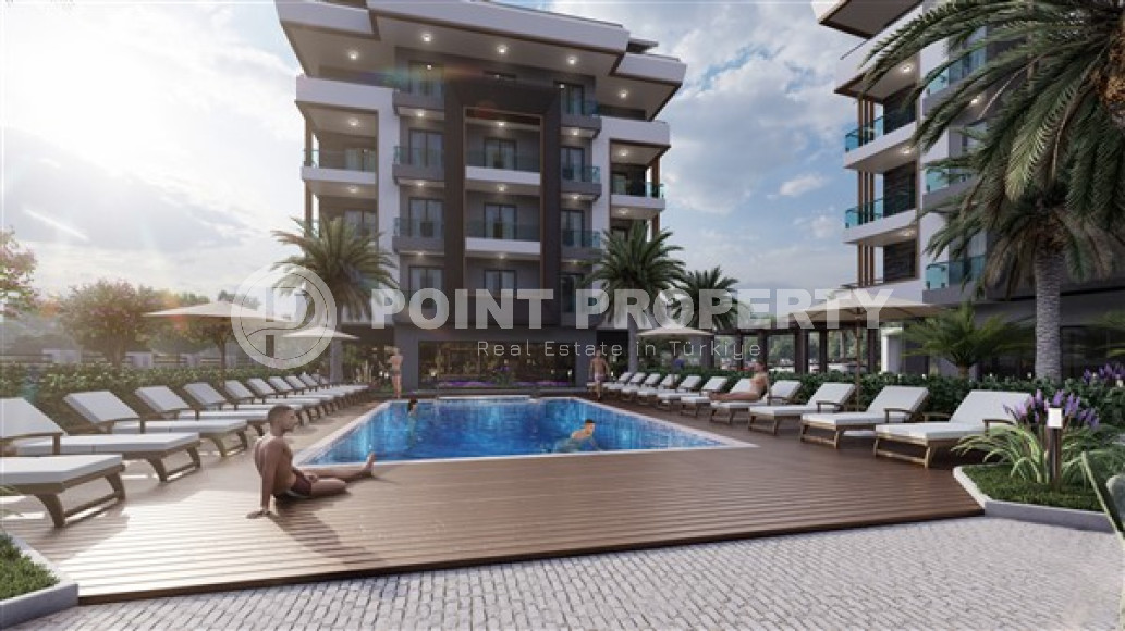 Two bedroom apartment, 75m², in a residence with a swimming pool under construction in Oba, Alanya-id-1636-photo-12