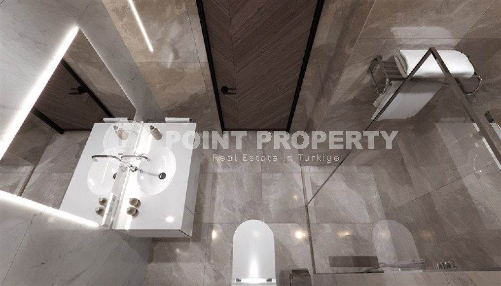 Двухкомнатная квартира, 50м², в комплексе на этапе строительства в центре Алании, 150м от пляжа Кейкубат-id-1676-фото-14