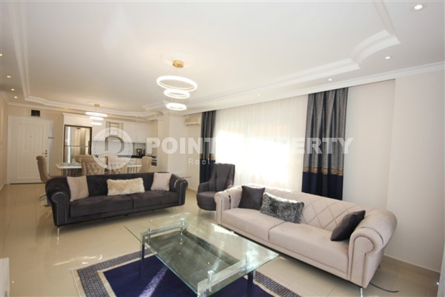Трехкомнатная видовая квартира, 115м², с новой мебелью, в 50м от моря в районе Алании Демирташ-id-1732-фото-7
