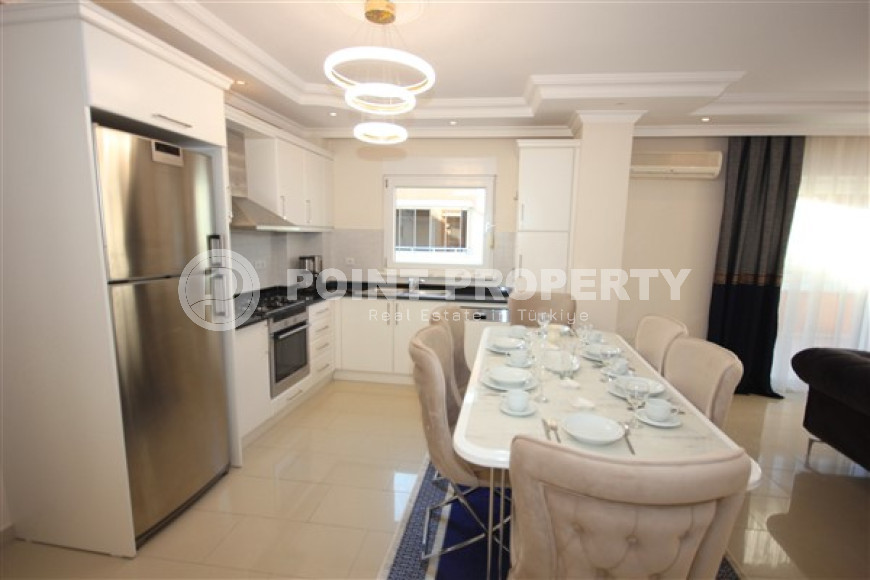 Трехкомнатная видовая квартира, 115м², с новой мебелью, в 50м от моря в районе Алании Демирташ-id-1732-фото-11