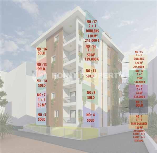 Apartments of different layouts, 50-130m² under construction, in the center of Alanya, 200m from the sea-id-1886-photo-14