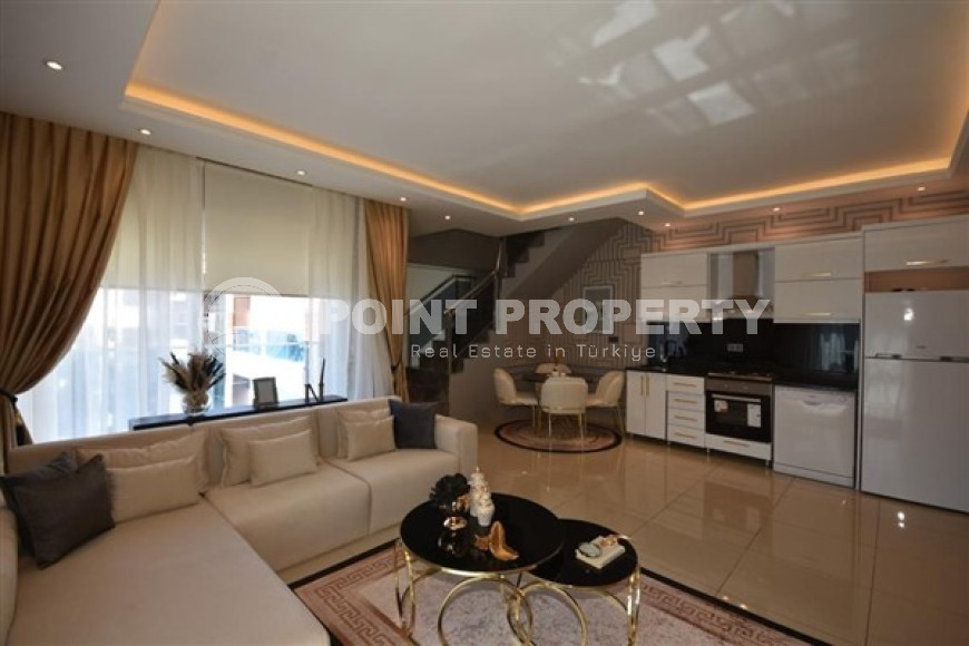 Двухуровневая квартира 2+1, 120м², в комплексе с инфраструктурой в 350м от пляжа Клеопатры, Алания-id-2052-фото-7