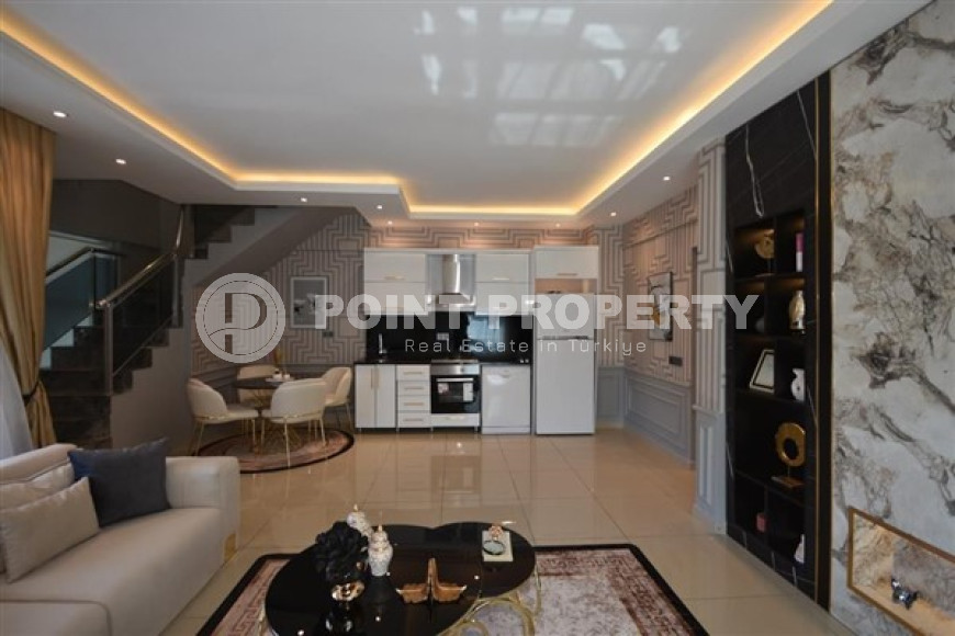 Двухуровневая квартира 2+1, 120м², в комплексе с инфраструктурой в 350м от пляжа Клеопатры, Алания-id-2052-фото-9