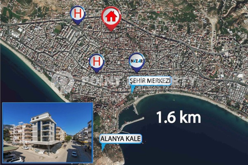 Центр Алании: четырехкомнатная квартира, 165м², в комплексе c автомобильной парковкой, 1650м от моря-id-2200-фото-2