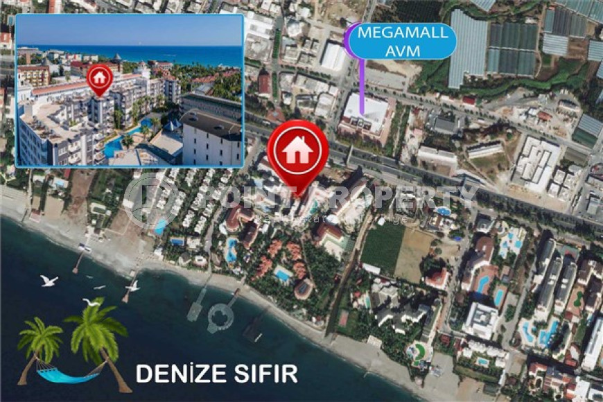 Трехкомнатная квартира, 85м², в уютной резиденции с бассейном на берегу моря в районе Алании Конаклы-id-2229-фото-2