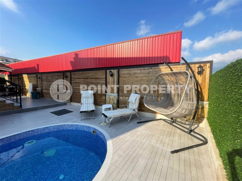 Частная меблированная вилла с тремя спальнями, с собственным бассейном в районе Алании Оба.-id-1184-фото-9