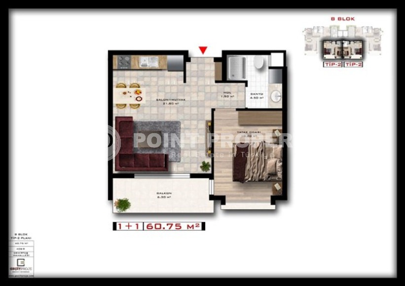 Апартаменты с одной спальней 65 кв. м  в 200 метрах от моря в новом комплексе уединенного района Демирташ, Алания.-id-2252-фото-14