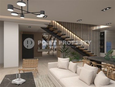 Новая двухкомнатная квартира, 55м², в комплексе на этапе строительства в 800м от моря, Аланья, Каргыджак-id-2358-фото-2