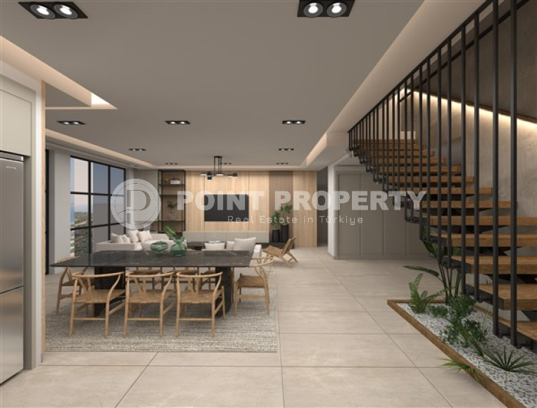 Новая двухкомнатная квартира, 55м², в комплексе на этапе строительства в 800м от моря, Аланья, Каргыджак-id-2358-фото-4