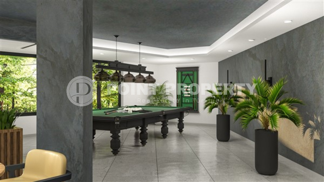 Новая двухкомнатная квартира, 55м², в комплексе на этапе строительства в 800м от моря, Аланья, Каргыджак-id-2358-фото-9