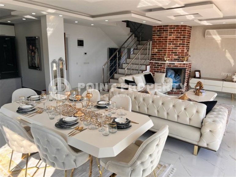 Роскошная, двухэтажная вилла 3+1, площадью 200 м2 с потрясающими видами на море, район Динек, Алания-id-2387-фото-5