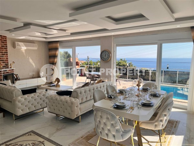 Роскошная, двухэтажная вилла 3+1, площадью 200 м2 с потрясающими видами на море, район Динек, Алания-id-2387-фото-6