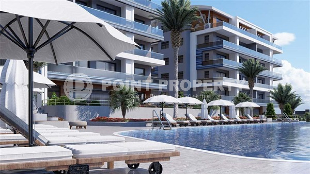 Квартира с одной спальней, 65м², в комплексе на этапе строительства в 800м от моря, Аланья, Каргыджак-id-2388-фото-2