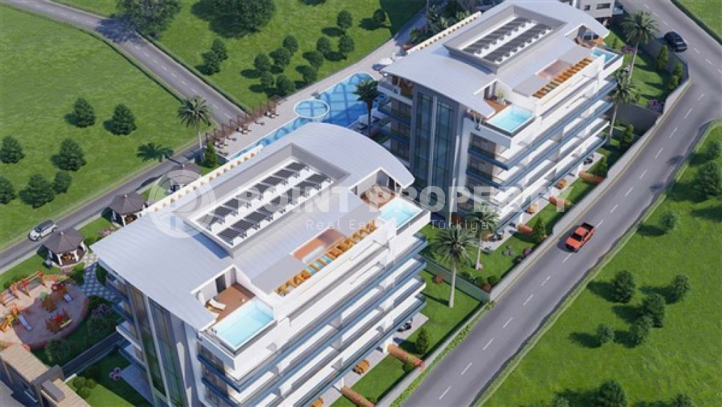 Квартира с одной спальней, 65м², в комплексе на этапе строительства в 800м от моря, Аланья, Каргыджак-id-2388-фото-8