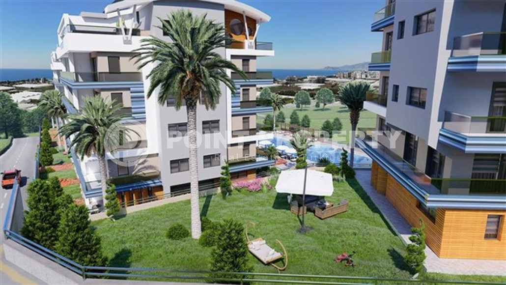 Квартира с одной спальней, 65м², в комплексе на этапе строительства в 800м от моря, Аланья, Каргыджак-id-2388-фото-10