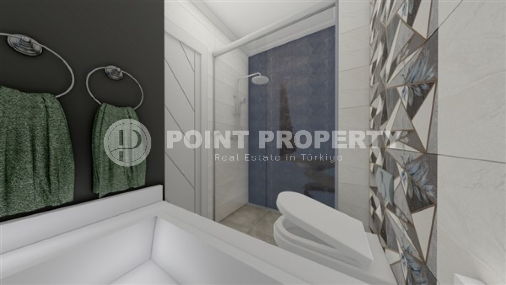 Новая квартира с одной спальней, 50м². в комплексе на этапе строительства в районе Махмутлар, Алания-id-2449-фото-10