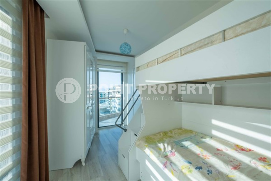 Стильная трехкомнатная квартира, 87м², с видом на море в элитном комплексе Каргыджака, Алания-id-2727-фото-14