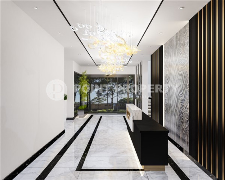 Недорогая квартира небольшой площадью 45 м2 в строящемся комплексе (июнь 2023 года) в районе Оба, Аланья-id-2890-фото-4