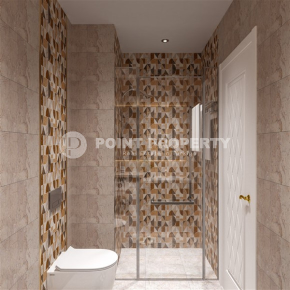 Недорогая квартира небольшой площадью 45 м2 в строящемся комплексе (июнь 2023 года) в районе Оба, Аланья-id-2890-фото-14