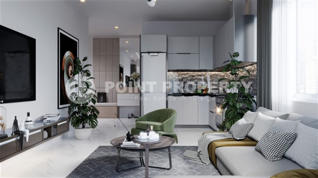 Приятная квартира 1+1 стандартной площади в строящемся доме в районе Конаклы, Аланья-id-2915-фото-4