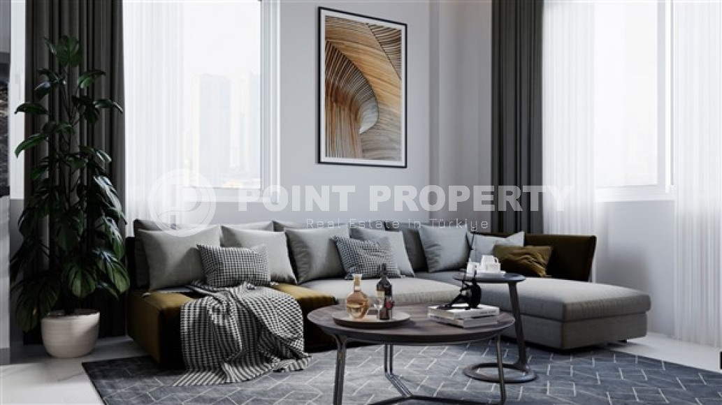 Приятная квартира 1+1 стандартной площади в строящемся доме в районе Конаклы, Аланья-id-2915-фото-5