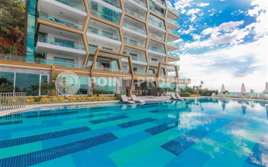 Апартаменты 1+1 на первой линии, с огромным балконом и видом на море, Каргыджак, Аланья-id-3004-фото-4