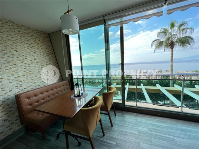 Апартаменты 1+1 на первой линии, с огромным балконом и видом на море, Каргыджак, Аланья-id-3004-фото-6