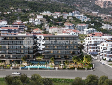 Двухкомнатные апартаменты 45 м2 в роскошном строящемся комплексе в центре Аланьи, Хасбахче-id-3073-фото-3