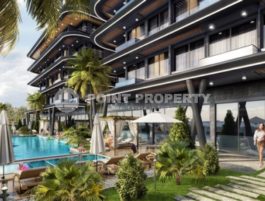 Двухкомнатные апартаменты 45 м2 в роскошном строящемся комплексе в центре Аланьи, Хасбахче-id-3073-фото-5