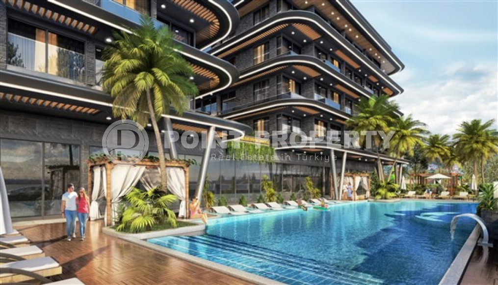 Two-room apartment 45 m2 in a luxury complex under construction in the center of Alanya, Hasbahce-id-3073-photo-10