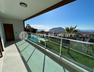 Садовый дуплекс 3+1 с выходом к бассейну и видом на море, Кючук Хасбахче, Аланья, центр-id-3098-фото-3