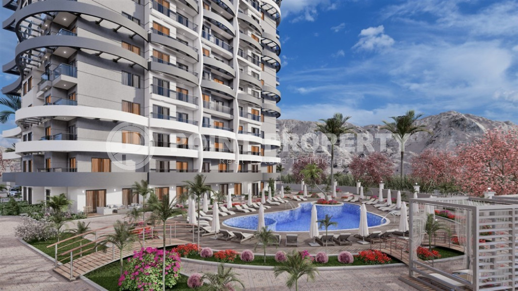 Новые апартаменты 1+1 на 10 этаже комплекса с большой территорией, Махмутлар, Аланья-id-3102-фото-5