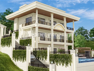 Three-storey premium villa of 350 m2 under construction in Alanya, Tepe with five rooms-id-3129-photo-1