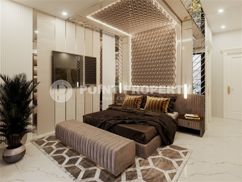 Строящаяся трёхэтажная премиум-вилла 350 м2 в районе Аланьи, Тепе с пятью комнатами-id-3129-фото-3