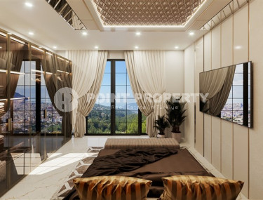 Строящаяся трёхэтажная премиум-вилла 350 м2 в районе Аланьи, Тепе с пятью комнатами-id-3129-фото-4