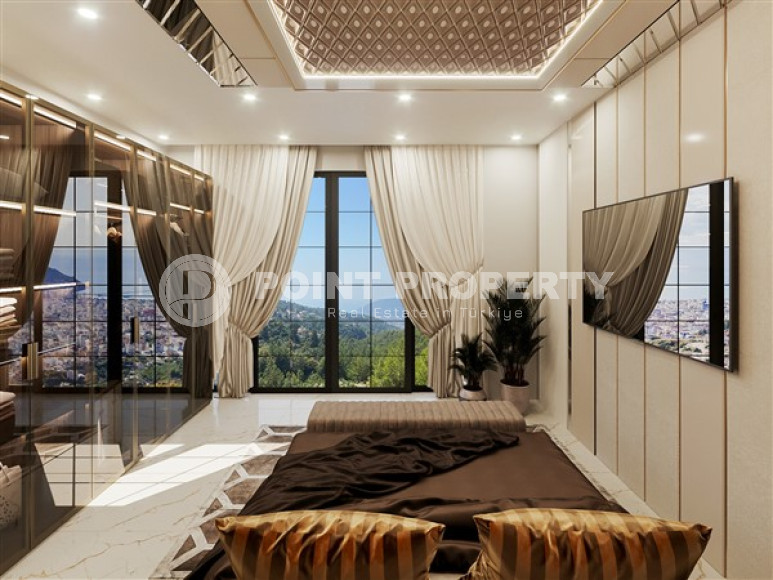 Строящаяся трёхэтажная премиум-вилла 350 м2 в районе Аланьи, Тепе с пятью комнатами-id-3129-фото-4