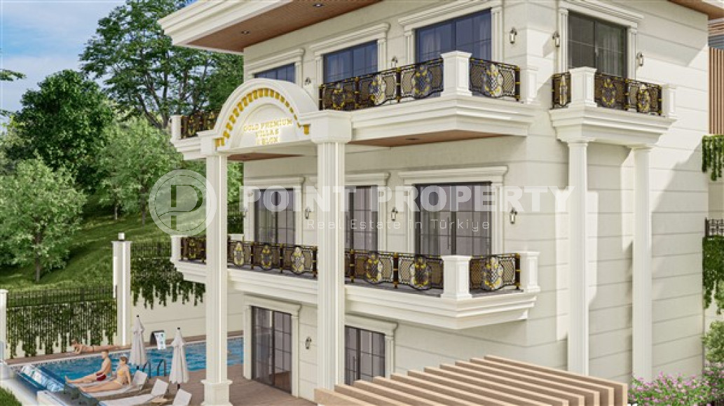 Three-storey premium villa of 350 m2 under construction in Alanya, Tepe with five rooms-id-3129-photo-8